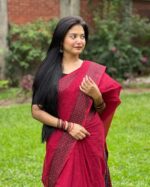 দেশীয় তাঁতের পিওর সুতি শাড়ি  - Pure cotton saree - Magenta