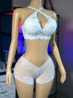 Comfortable Foam Net Bra & Panty Set  - white color SET - L5