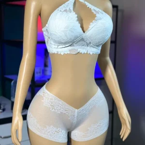 Comfortable Foam Net Bra & Panty Set  - white color SET - L5