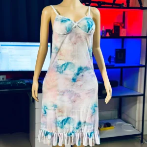 Net Self Design Ladies Light Print Night Dress