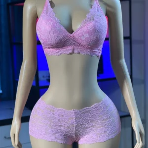 Comfortable Foam Net Bra & Panty Set  - Pink color (Less) SET - L4