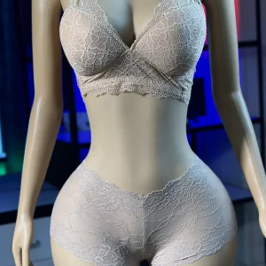 Comfortable Foam Net Bra & Panty Set  - Skin Color SET - L3