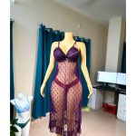 Net Self Design Ladies purple Color Night Dress - Image 2