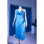 Net Self Design Ladies Blue Color Night Dress - Image 2