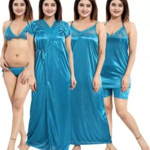 ছয় পার্টের নাইট ড্রেস ( ব্লু) | ফ্রি সাইজ