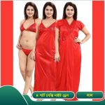 ছয় পার্টের নাইট ড্রেস ( পিওর লাল) | ফ্রি সাইজ - Image 2