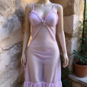 Net Self Design Ladies Light Pink Color Night Dress