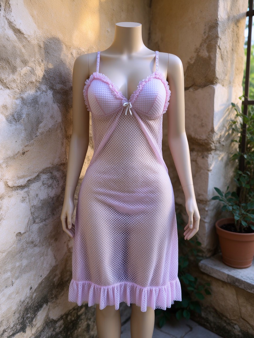 WhatsApp Image 2026-07-10 at 12.15.51 PM (1) Net Self Design Ladies Light Pink Color Night Dress - Image 1